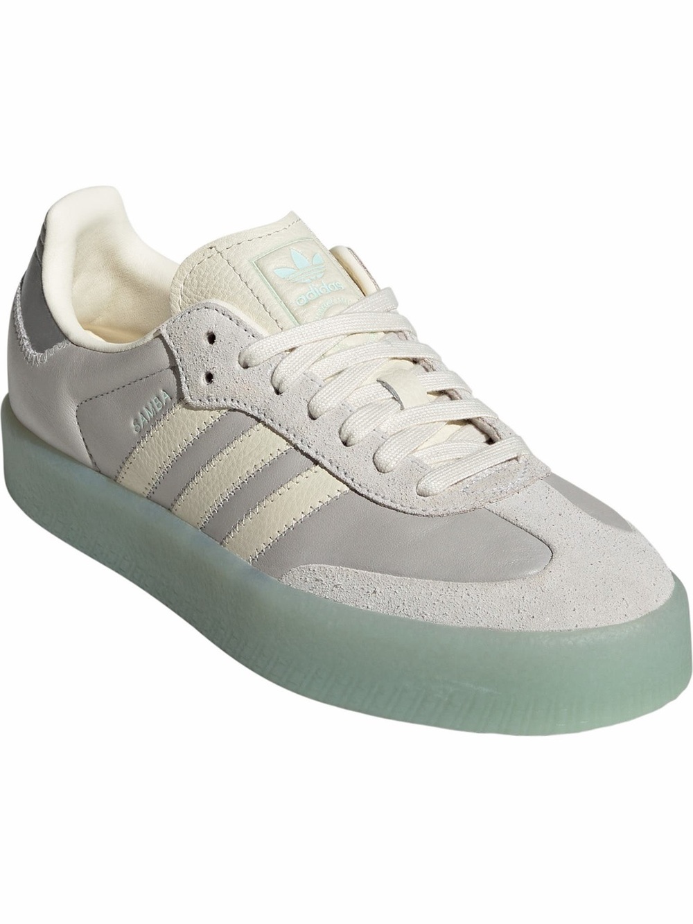 adidas Samba Women’s Cream Upper with Light Mint Green Sole
